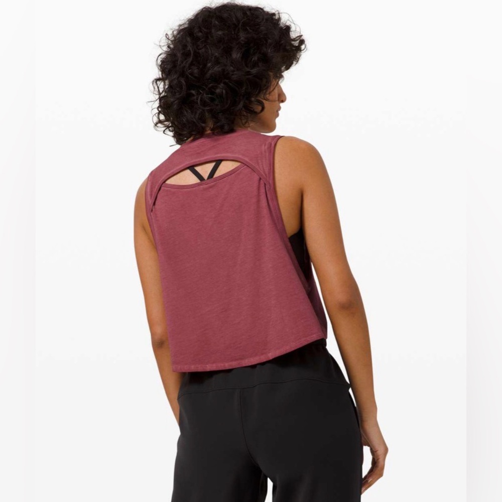 Lululemon Cut Back Crop Tank *Wash - Washed Chianti - Picture 3 of 8